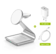 3 in 1 Magnetic Wireless Charger Station Multi Device Fast Charging Stand for Smartphone Watch TWS Earbuds