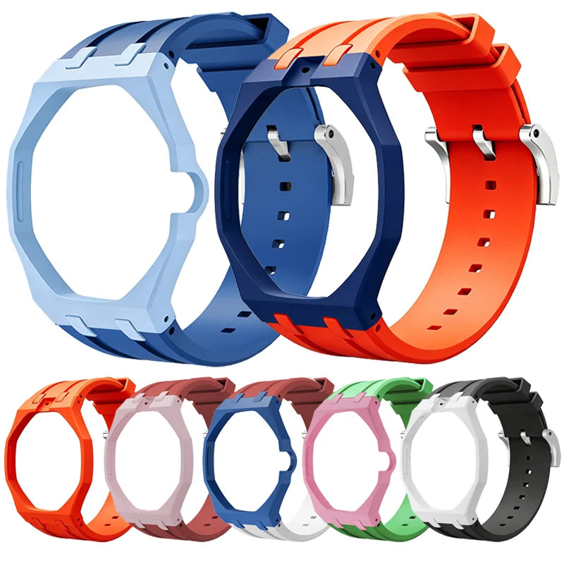 Bioceramics Watch Case+Silicone Band Modification Kit Strap Case Changer To Wristwatch Accessories For Royal Pop