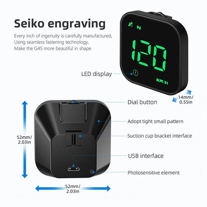 Car Head Up Display Speedometer USB Powered Mini 2.5 Inch With GPS Compass G4S Overspeed Alarm LED HUD Fatigue Driving Reminder