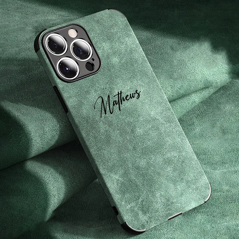 Personalized Luxury Leather Lambskin Case For iPhone 11 12 13 14 15 16 18Pro Max Customized Name DIY Cover
