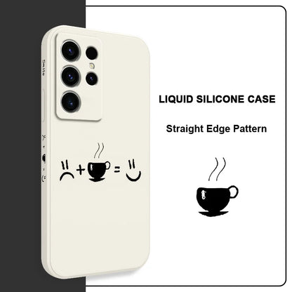 Smiling Face Coffee Phone Case For Samsung Galaxy S25 FE S24 S23 S22 S21 S20 S10 S10E Ultra Plus FE Note 20 Ultra Plus Cover