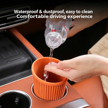 New Vertical Striped Silicone Car Trash Cup & Storage Bucket No Installation Needed Portable Waste Holder for All Auto Models