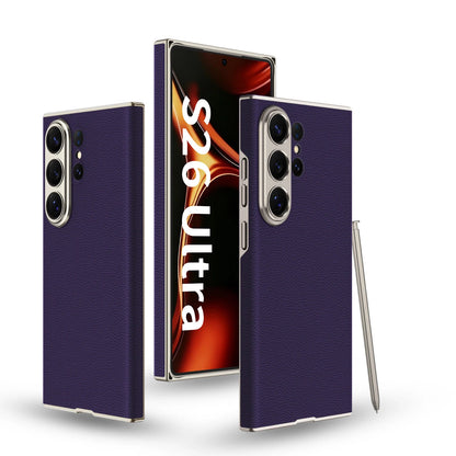 For Samsung S26 Ultra Leather Curved Ultra Thin Case For Samsung S25 Ultra Full Lens Coverage Matte Business Shockproof Cover