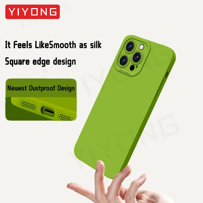 For iPhone16 YIYONG Silky Liquid Silicone Soft Cover For iPhone 16 15 14 12 13 Pro Max iPhone15 Plus iPhone13 Mini SE Phone Case