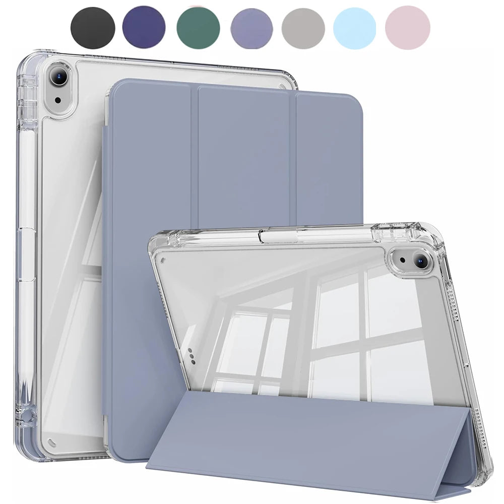 Crystal Clear Case For iPad 5 6 7 8 9 10 11 Air 11 13 inch /Mini 6th 7th gen /Pro 11 12.9 (3rd/4th/5th/6th gen) with pen holder