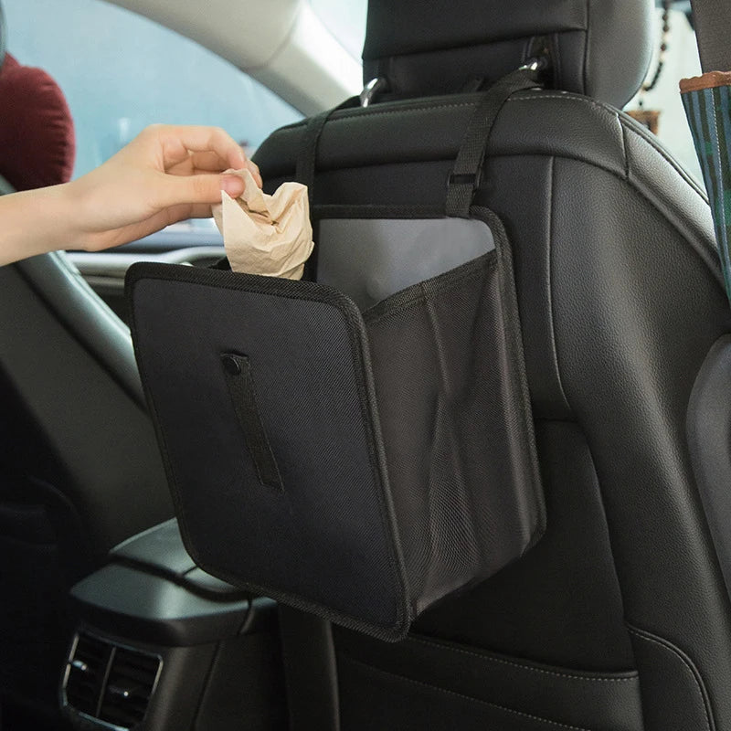 Car Trash Can Back Seat Hanging Organizer Collapsible Box Waterproof Garbage Bin Universal for Auto SUV Truck Interior Storage