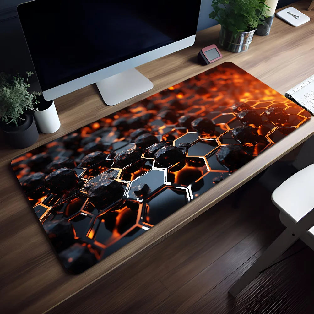 Geometric Blue Gradient Honeycomb Mouse Pad Non-slip Thickened Large Writing Lockedge Office Student Gaming Cushion MousePad