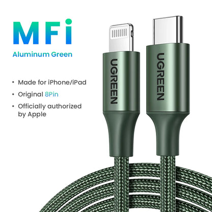 UGREEN 20W PD MFi USB C to Lightning Cable iPhone 14 13 Pro Max Type C Fast Charging Data Cable for iPad Phone Charge Cable