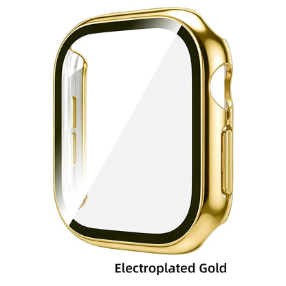 Tempered Glass PC Case for Apple Watch 12 46mm Hard Bumper Screen Protector Cover for Iwatch Series 12 42mm Shell Accessories