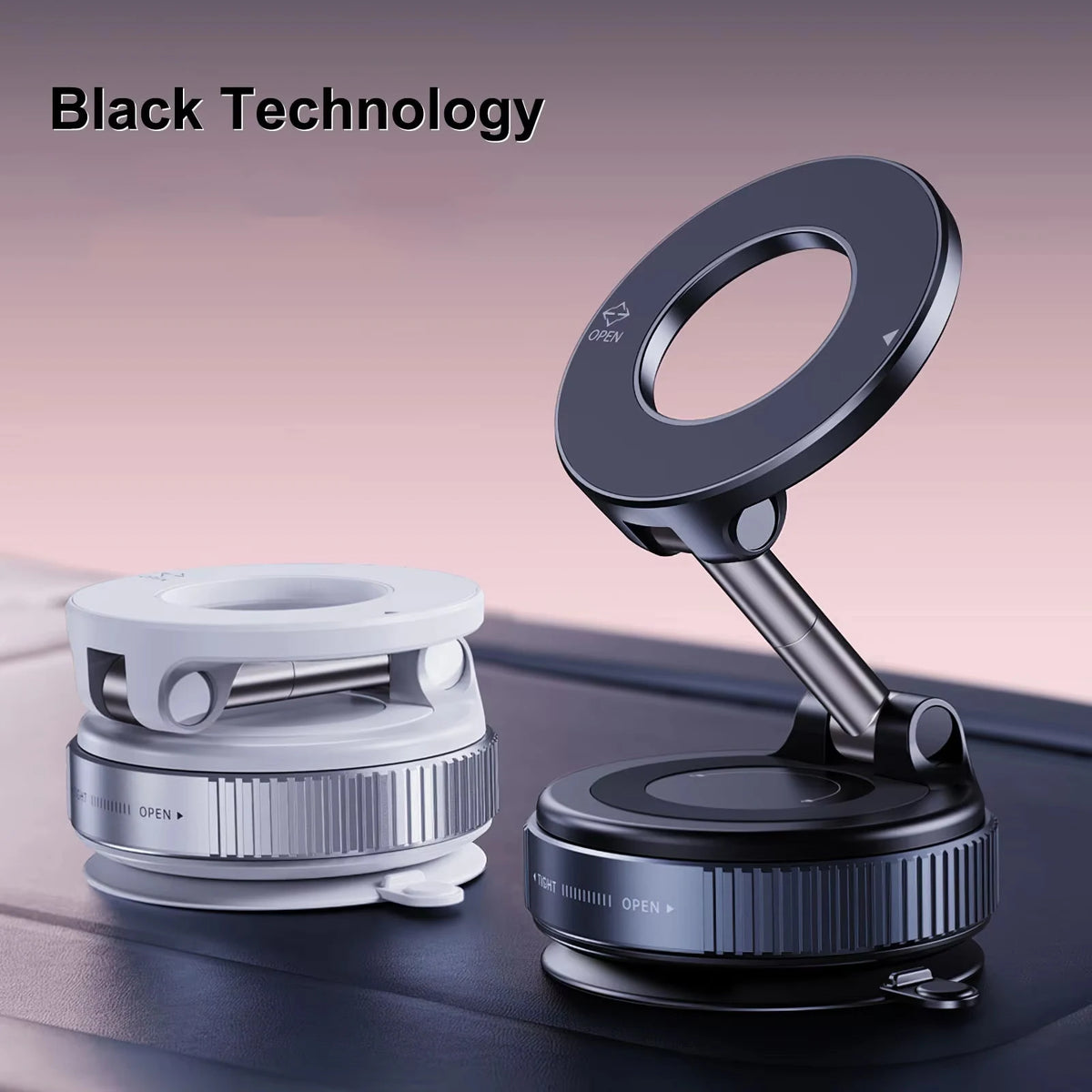 360° Adjustable Magnetic Car Phone Holder with Strong Suction Cup, Foldable Design for Desk, Bathroom & Universal Use