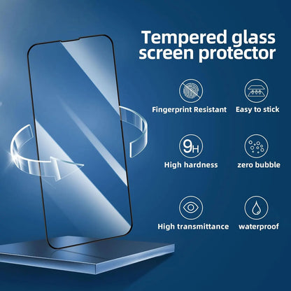 2in1 Phone Case for IPhone 17 16 15 14 Plus 13 Pro Max Air with 9H HD Screen Film Protector Glass Soft Silicone Shockproof Cover
