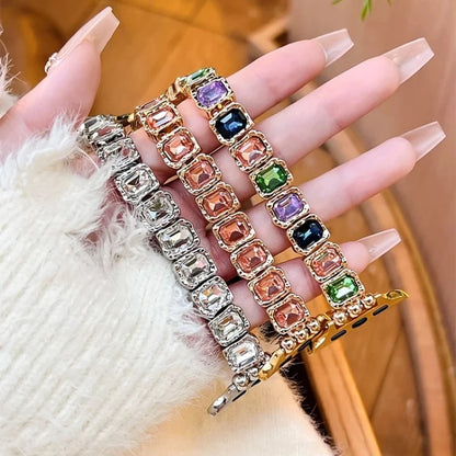 Elastic Diamond Strap For Apple Watch Band 38mm 40 41 42 44 45 46 49mm Metal Women Jewelry Bracelet iWatch S11 10 9 8 7 6 5 4