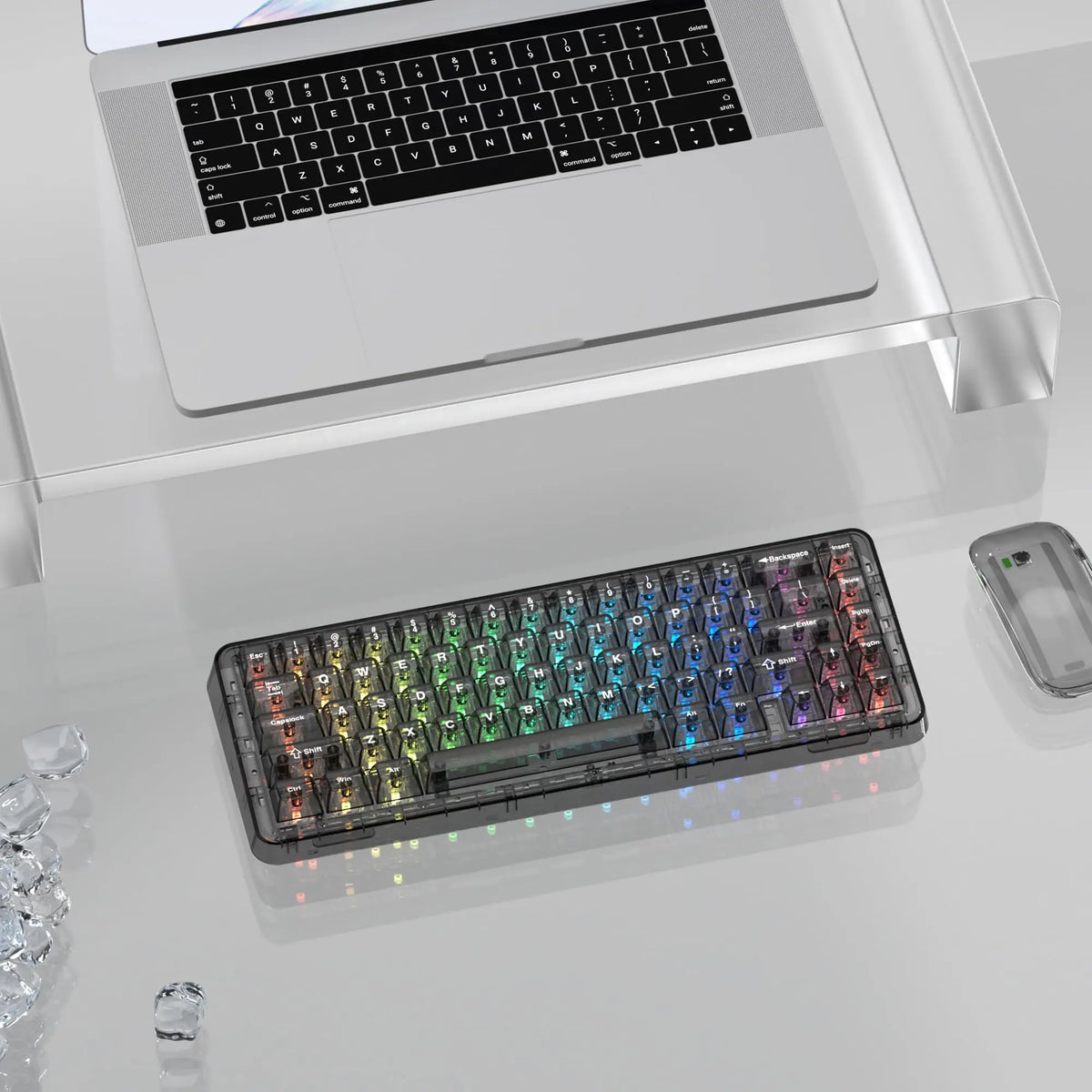 115 Keys Black Transparent Clear Keycaps Crystal Ceramic PC Keycap RGB Shine Through Key Cap MDA Profile for MX Switch Keyboard