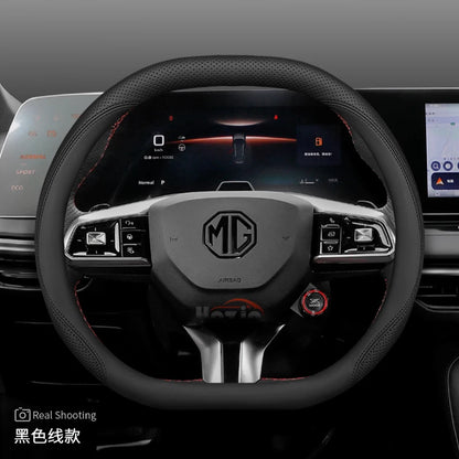 Leather Car Steering Wheel Cover for MG 3 5 One ZX RX5 ZS EHS HS PHEV Luxury Hybrid 2025 2026 Accessories