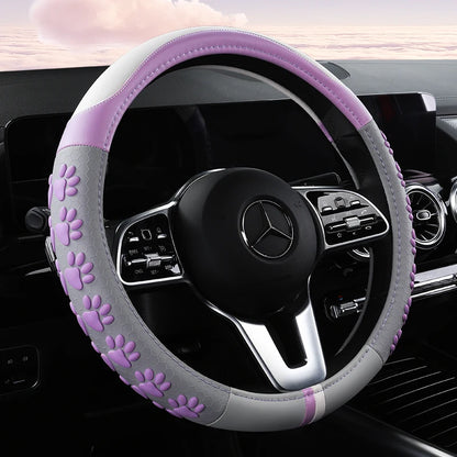 Car Steering Wheel Cover Universal Anti-Slip Cat Claws Artificial Leather Car Steering Wheel Protective Cover 38cm Shape O D
