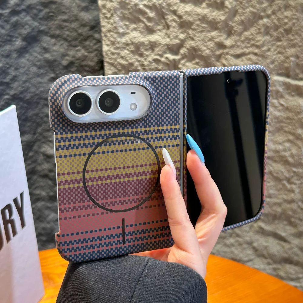 For iPhone Duo Case For Magsafe Magnetic Fashion Hard New Carbon Fiber Pattern Anti Fall Protect Back Cover For iPhone duo Shell