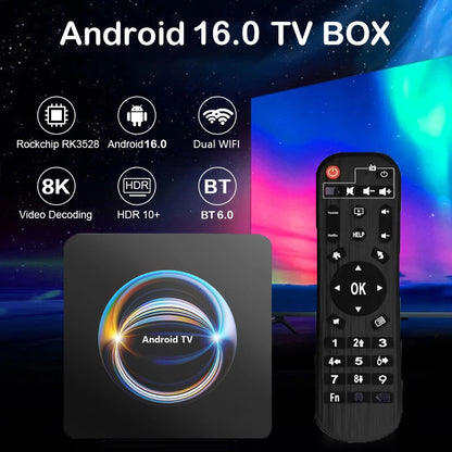 Original Android 16 X66 Smart TV Box 32GB 64GB 128GB 256GB RK3528 Bluetooth 6.0 Dual Wifi 2.4&5G Wifi6 8K Video AV1 Media Player