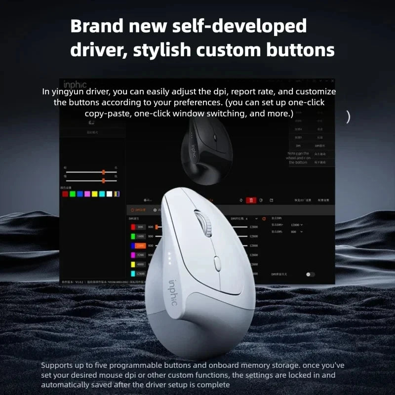 Inphic X9 PRO Vertical Wireless Mouse Type-C Fast Charging Ergonomic Silent Office Mouse For Laptop PC Computer Gaming Mouse