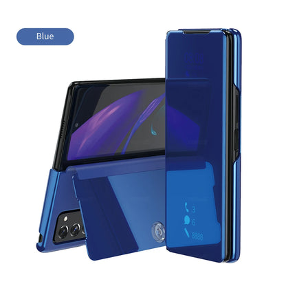6 Colors Mirror Clear View Stand Flip Case For Samsung Galaxy Z Fold 2 3 4 5 6 7 8 Ultra Full Cover Folding Plathing Phone Cover