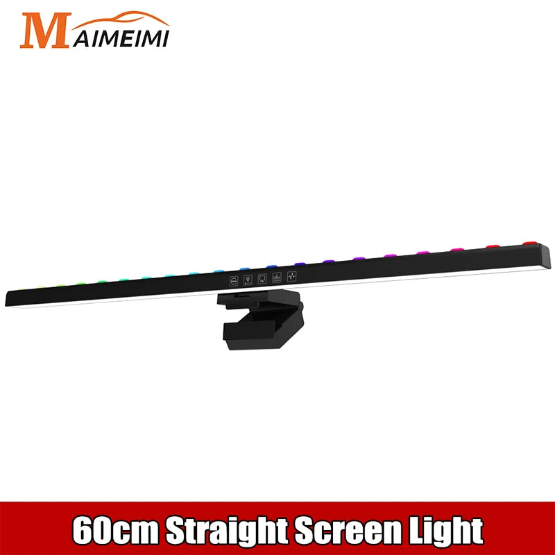 60cm Desk Lamp LED Light RGB Curved Straight Computer Monitor Screen Hanging Light Bar USB 3 Color Dimmable Reading Table Lamp