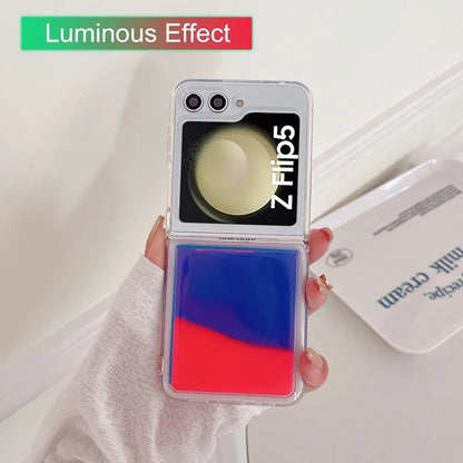 for Samsung Z Flip 8 Quicksand Love Heart Case For Samsung Galaxy Z Flip 7 6 5 4 3 Z flip 8 Glitter Fluorescence Luminous Cover