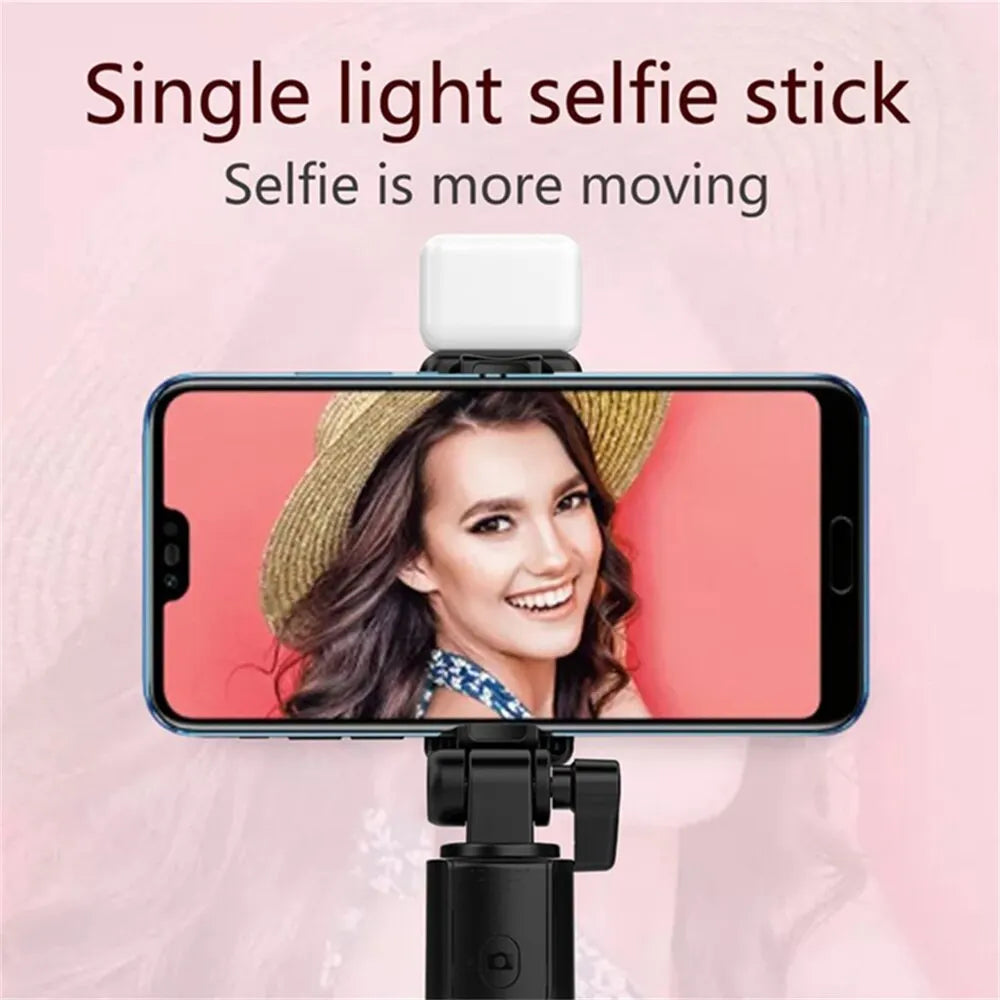Foldable Portable Selfie Stick Tripod With Detachable Bluetooth Remote Control With LED Selfie Light For Phone Video Live Holder