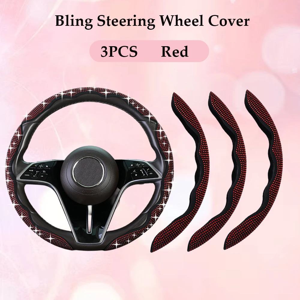 Fashion with Diamond Car Universal 38cm Steering Wheel Cover Colorful Bronzing Diamond BlingBling Steering Wheel Accessories