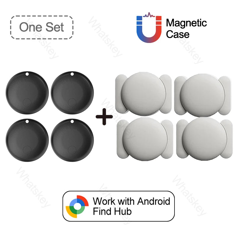 1-4PCS Mini GPS Locator Android Anti-Lost Alarm Google Find Hub Wallet Key Smart Tag with Strong Magnetic Suction Silicone Shell