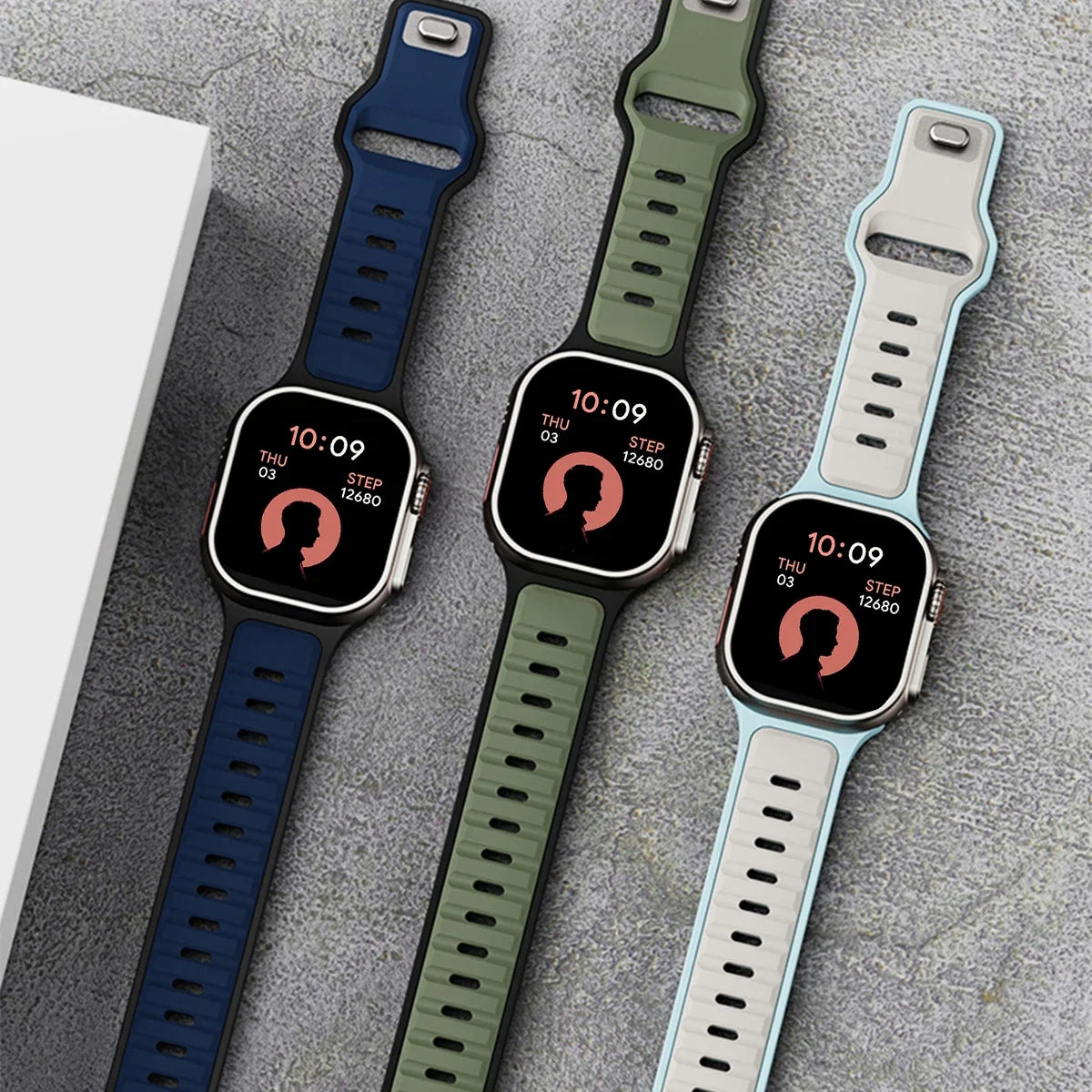 For Iwatch Series 11 10 9 8 7 6 5 4 SE3 Ultra 3/2 Silicone Strap Sports Band for Apple Watch 49mm 46mm 45mm 44mm 42mm 41mm 40mm