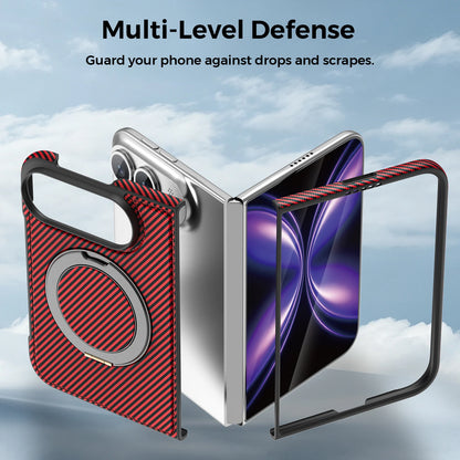 For iPhone Duo Case Luxury Carbon Fiber Texture Magnetic 360 Rotating Ring Holder Shockproof Protection Back Cover Accessories