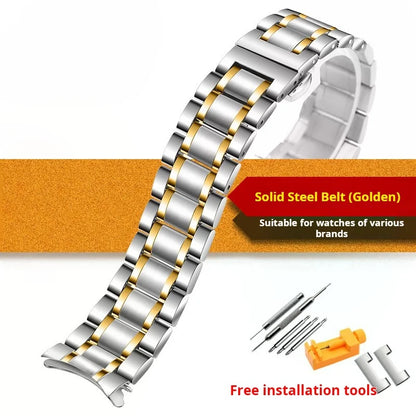 Curved Solid stainless steel strap men women Universal Metal chain 18 19 20mm 21mm 22mm 23mm 24mm rose gold watch band bracelet