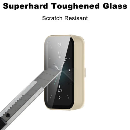 Tempered Glass + PC Case For Honor Band 9 Smart Watch All-Around Screen Protector Hard Bumper for Huawei Honor Band9 Cover