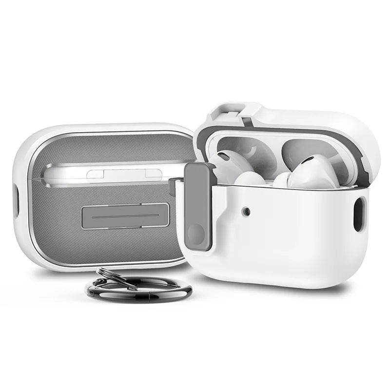 Wireless Earphones Protection Case For Apple AirPods 4 3 Pro 2 1 With Safety Lock Buckle Shockproof Shell Headphone Accessories