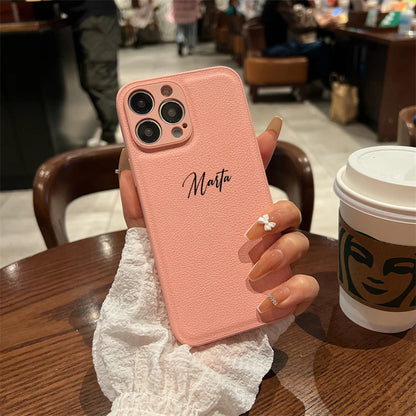 15 16 17 18Pro Max Case DIY Name Personalised Customized Leather Luxury Cover For iPhone 11 12 13 14 15 16 17 Air 18Pro Max Gift