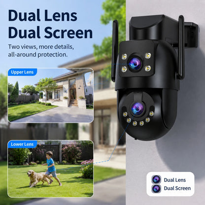 Jooah 4K 8MP Outdoor Surveillance Camera with Dual Lens 5G Wifi IP HD Full Color Night Vision CCTV Home Security Cameras
