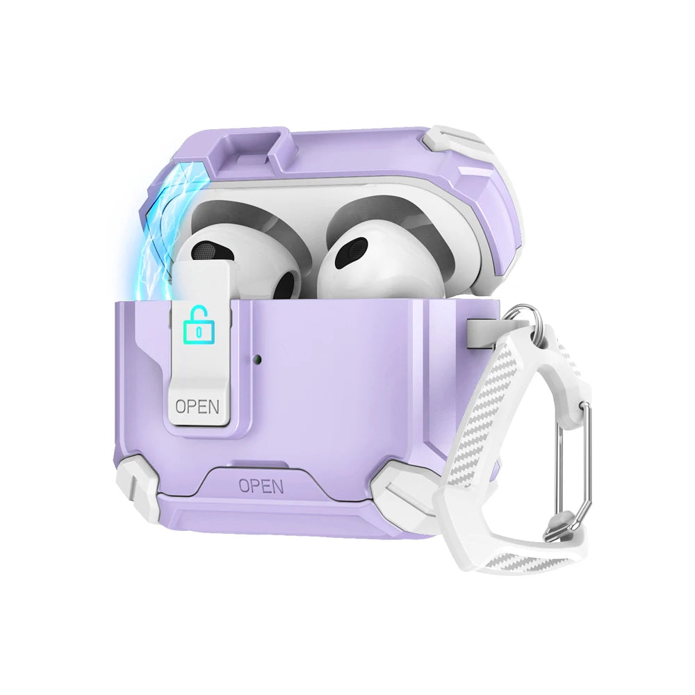 Magnetic Security Lock Earphone Cover for Airpods Pro 2 4 ANC Case Full Body Protection Shockproof Phone Holder Headphone Cover