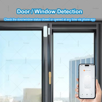 Tuya Zigbee Smart Door Sensor Contact Sensor Window Door Open Closed Detector Home Security Protection Device Works With Z2MQTT