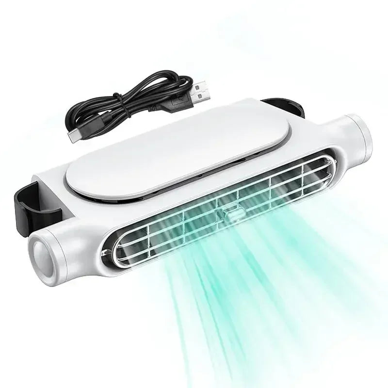 Portable Car Seat Fan with USB Power Adjustable 3-Speed Turbine Headrest and Backrest Cooling Fan Leafless Design Amagi