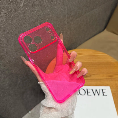 Bling Glitter PC TPU Hybrid Case for Apple iPhone 18 17 16 15 Pro Max Hard Clear Transparent Lens Protection Soft Bumper Cover