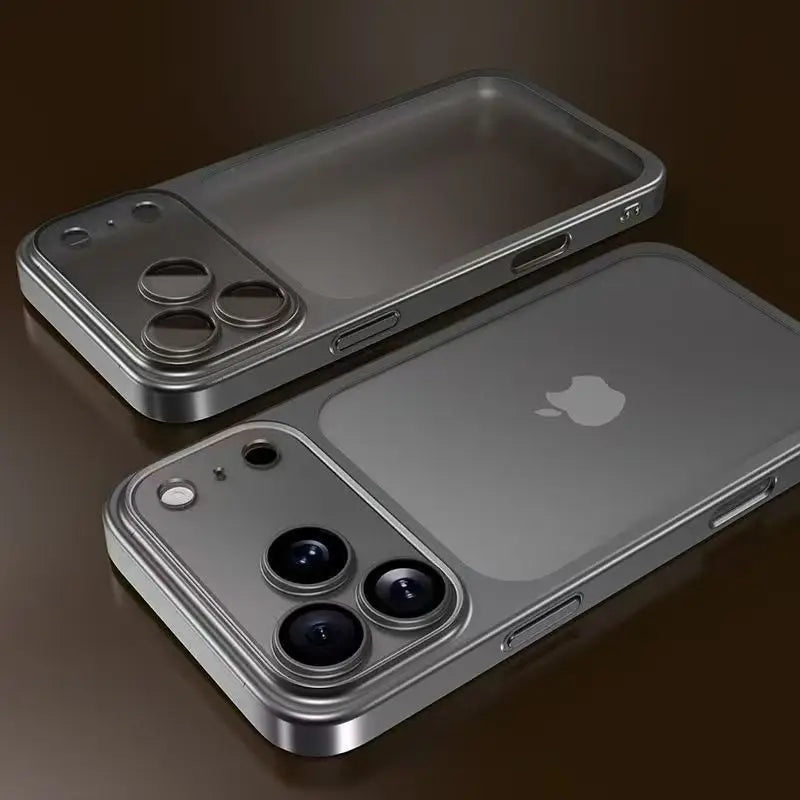 Luxury Plating Color PC Transparent Phone Case For iPhone 17 16 15 14 13 Pro Max Air Lens Protection Matte BackPlate Hard Cover