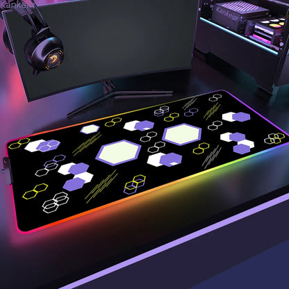 RGB Hexagonal Mouse Pad 900x350 LED Gaming Anime Geometric Luminous Anti-skid Computer Offices Cool Mousepad Desk Mat Laptop Rug