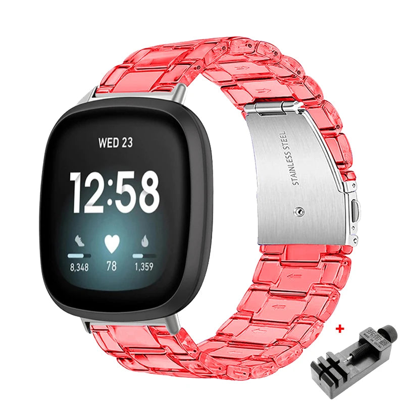 Newest Transparent Resin Strap for Fitbit  Versa 3 4 Lite Sense for Fitbit Versa2 Smartwatch Bracelet Watchband Accessories