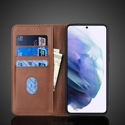 Magnetic attraction Leather Case for Samsung Galaxy S21 5G 6.2" Holster Flip Cover Case Wallet Phone Bags Fundas Coque