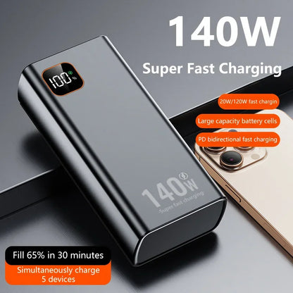 Lenovo 500000mAh 140W Power Bank CCC Certification Large Capacity Super Fast Charging Portable Charger for iPhone Samsung Huawei
