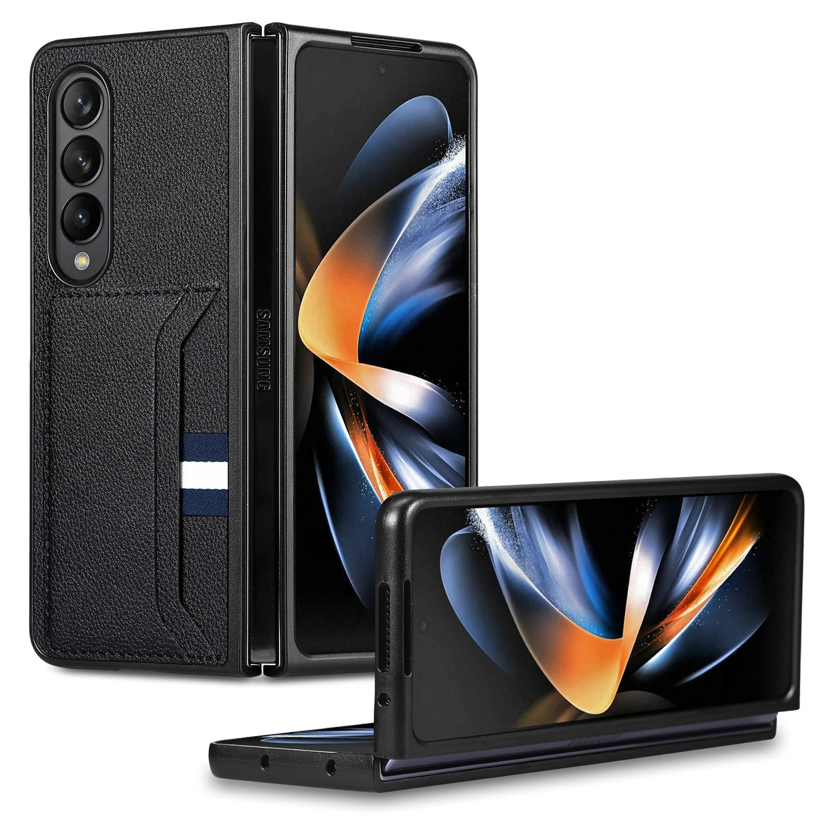 Leather Card Slot Folding Case for Samsung Galaxy Z Fold 8 ultra 7 6 5 4 fold8 fold7 fold6 fold5 Fold3 Fold4 Fold 3 2 Fold2 Capa