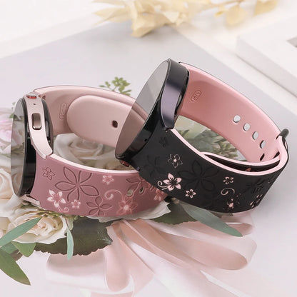 Silicone Band for Samsung Galaxy Watch 7 6 5 4 FE/5Pro 45mm No Gaps Sport Correa Engraved Galaxy Watch6 Classic 43mm 47mm Strap