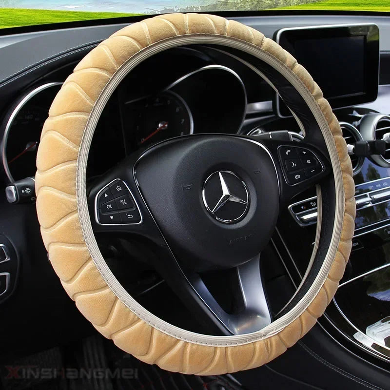Car Steering Wheel Cover Protector Decoration Warm Super Thick Soft Plush Collar for Women Man Auto Interior Accessories