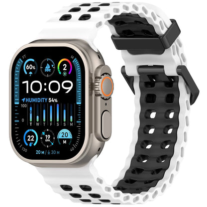 Ocean strap For Apple Watch Ultra 2 Band 49mm 46mm 45mm 44mm Two-Tone Sports Silicone Bracelet iWatch series 10 9 8 7 6 SE band