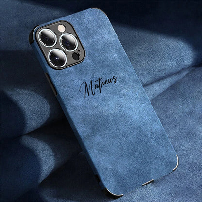 Personalized Luxury Leather Lambskin Case For iPhone 11 12 13 14 15 16 18Pro Max Customized Name DIY Cover