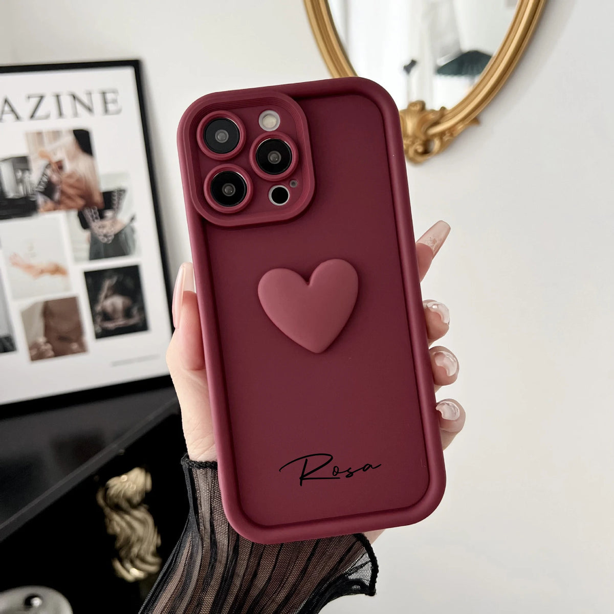 Cute INS Love Heart Personalized Name Case For iPhone18 17 16 15 14 13 12 11Pro Max 17 Air Luxury Soft Silicone Custom DIY Cover